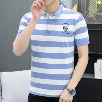 Q新款条纹polo衫男士短袖体夏季装衣服搭配帅气休闲T恤男