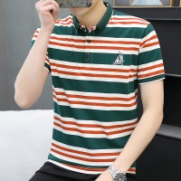 Q体恤男男装短袖T恤丅男士翻领POLO衫夏季潮流条纹反领子半袖