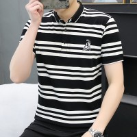 Q体恤男男装短袖T恤丅男士翻领POLO衫夏季潮流条纹反领子半袖