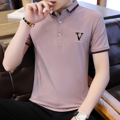 <!--Q新款潮流纯色T恤修身冰丝上衣服-->