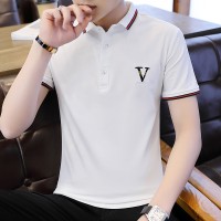 Q新款潮流纯色T恤修身冰丝上衣服
