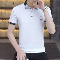 Q夏季新款休闲翻领Polo衫青年男士体恤潮流百搭短袖t恤上衣服