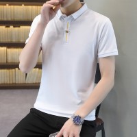 Q2024夏季男士商务短袖t恤韩版修身polo衫潮流休闲打底衫