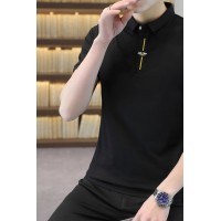 Q2024夏季男士商务短袖t恤韩版修身polo衫潮流休闲打底衫