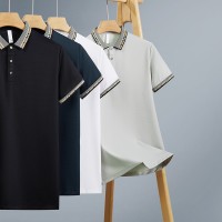 Q夏季商务翻领短袖T恤男装夏装上衣服薄款