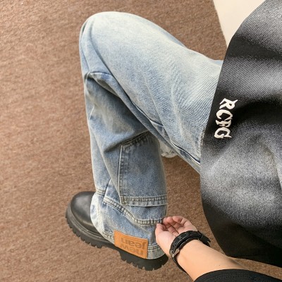 <!--设计款倒穿牛仔裤-->