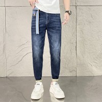 2024春夏高端轻奢牛仔裤男潮流弹力小脚休闲微宽松修身百搭哈伦蓝