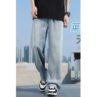 Q冰丝阔腿牛仔裤男士夏季薄款宽松直筒冰氧吧天丝休闲拖地长
