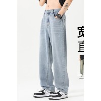 Q复古蓝牛仔裤男款春夏季美式宽松直筒水洗潮牌阔腿怀旧长裤