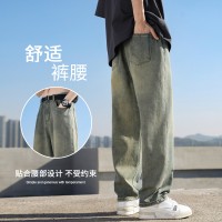Q复古蓝牛仔裤男款春夏季美式宽松直筒水洗潮牌阔腿怀旧长裤