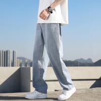 Q复古蓝牛仔裤男款春夏季美式宽松直筒水洗潮牌阔腿怀旧长裤