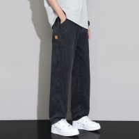 Q复古蓝牛仔裤男款春夏季美式宽松直筒水洗潮牌绣标怀旧长裤