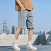 Q牛仔男士短裤夏季薄款弹力直筒宽松潮流百搭休闲五分中裤子