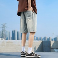 Q牛仔短裤男夏季美式男生裤工装牛仔裤宽松男款5分裤五分中裤