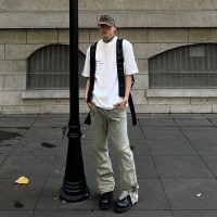 Q夏日cleanfit弹力泥染机能潮牌扣拉链牛仔裤男直筒高街长裤