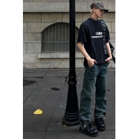 Q夏日cleanfit弹力泥染机能潮牌扣拉链牛仔裤男直筒高街长裤