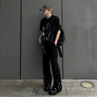 Q夏日cleanfit弹力纯黑机能潮牌扣拉链牛仔裤男直筒高街长裤