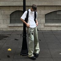 Q2024cleanfit夏日潮牌微喇弹力牛仔裤男士港风街头长裤