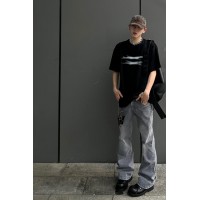 Q2024cleanfit夏日潮牌微喇弹力牛仔裤男士港风街头长裤