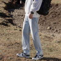 Q春季新款高街牛仔裤男弹力修身直筒浅蓝深蓝韩版基本款直筒