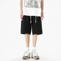 Q黑色高街牛仔短裤男夏季中裤ins潮牌美式休闲宽松直筒五分裤