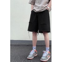 Q黑色破洞牛仔短裤男款夏季ins潮牌休闲宽松五分中裤子