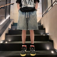 Q牛仔短裤男士夏季潮牌宽松休闲中裤男生美式五分裤子潮