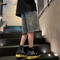 Q牛仔短裤男士夏季潮牌宽松休闲中裤男生美式五分裤子潮