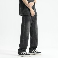 Q夏新款上新宽松直筒裤皮带纽扣款高街牛仔潮流单品