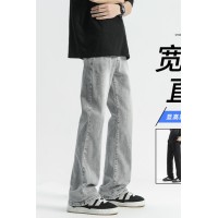 Q夏季新款上新高街弹力微喇牛仔裤纯色皮带款潮流百搭