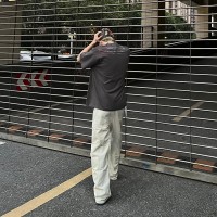 Q泥染cleanfit微喇机能拼接牛仔裤潮牌直筒裤男士高街长裤