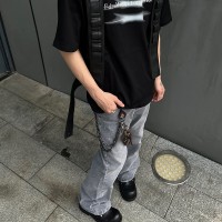 Q复古烟灰cleanfit潮牌微喇叭牛仔长裤男士直筒港风街头