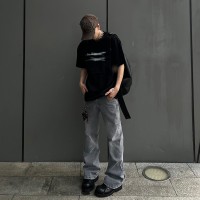 Q复古烟灰cleanfit潮牌微喇叭牛仔长裤男士直筒港风街头