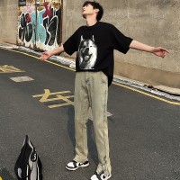 Q夏日复古cleanfit机能潮牌拉链弹力牛仔长裤男直筒港风街头
