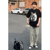 Q夏日复古cleanfit机能潮牌拉链弹力牛仔长裤男直筒港风街头