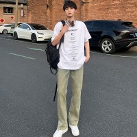 Q泥黄染cleanfit夏日潮牌微喇弹力牛仔裤男士港风长裤