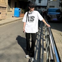Q夏季cleanfit纯黑机能潮微喇牛仔裤男士直筒裤港风弹力长裤