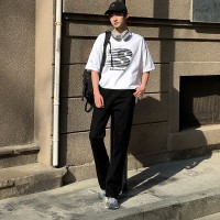 Q夏季cleanfit纯黑机能潮微喇牛仔裤男士直筒裤港风弹力长裤