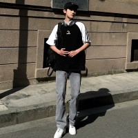 Q夏季cleanfit新款弹力机能潮牌微喇牛仔裤男士港风复古长裤