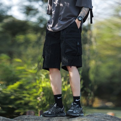 <!--工装短裤男士夏季新款冰丝薄款美式运动宽松五分休闲沙滩裤子-->