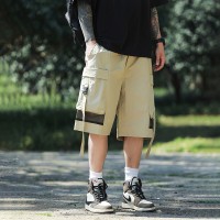 工装短裤男士夏季新款冰丝薄款美式运动宽松五分休闲沙滩裤子