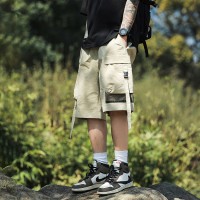 工装短裤男士夏季新款冰丝薄款美式运动宽松五分休闲沙滩裤子