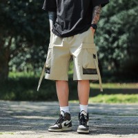 工装短裤男士夏季新款冰丝薄款美式运动宽松五分休闲沙滩裤子