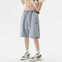 Q牛仔短裤男夏季薄款中裤潮流美式男款潮牌男生裤子休闲五分