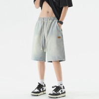 Q牛仔短裤男夏季薄款中裤潮流美式男款潮牌男生裤子休闲五分