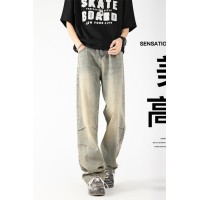 Q冰丝牛仔裤男款夏季薄款直筒宽松男士冰丝阔腿夏天休闲长裤
