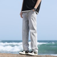 Q美式水洗弹力牛仔裤男女重磅宽松直筒休闲裤cleanfit微喇裤