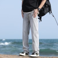 Q美式水洗弹力牛仔裤男女重磅宽松直筒休闲裤cleanfit微喇裤