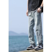 Q美式水洗弹力牛仔裤男女重磅宽松直筒休闲裤cleanfit微喇裤