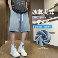 Q夏季新款星空纹牛仔短裤潮流百搭舒适透气美式宽松直筒